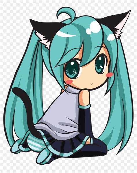 Unique Miku Chibi Vector Anime Cat Girl Drawing With Images Anime Cat Cat Girl Cute