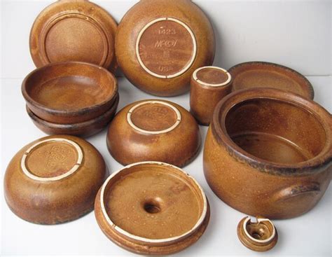 Mccoy Pottery Canyon Mesa Brown Casserole Bowls Plate