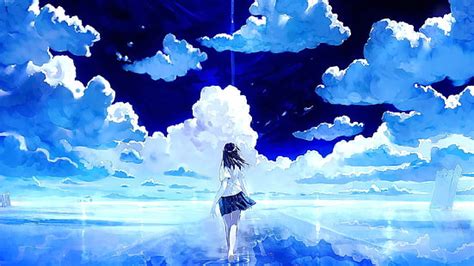Hd Wallpaper Silhouette Of Woman Sea Girl Walk Sky