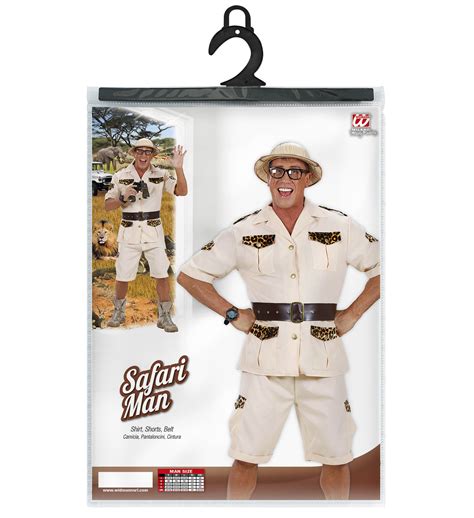 Safari Man Fancy Dress Costume Hunter Jungle Explorer Outfit L Mens