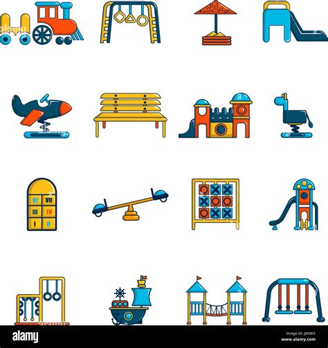 Playground Equipment Icons Set Cartoon Style Stock Vector Image And Art