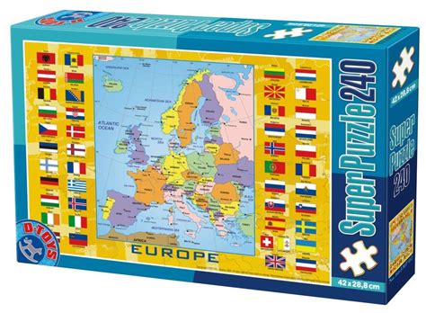 Puzzle Europa Karte Und Flaggen 240 Teile Puzzlemaniach