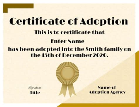 Free Printable Fake Adoption Certificates Printable Templates