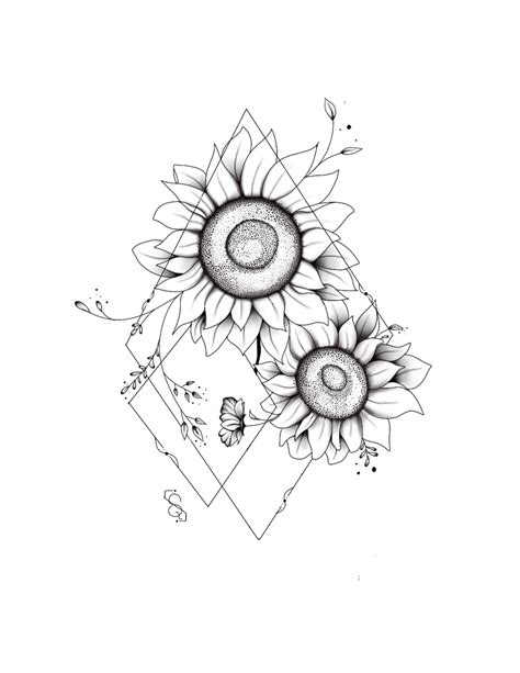 Sunflower Tattoo Stencils