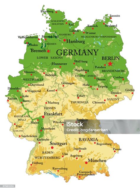 Germany Physical Map Stock Illustration Download Image Now Map