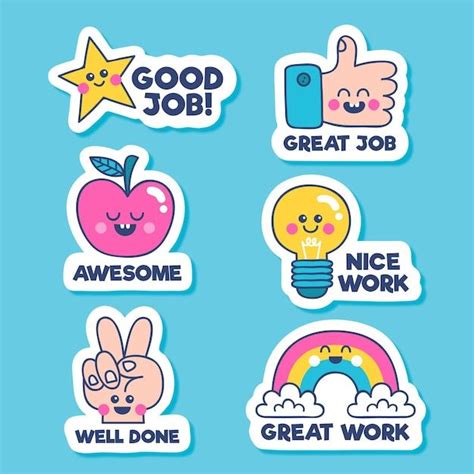 Free Vector Hand Drawn Good Job Stickers Pack Teacher Stickers