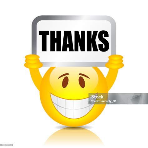 Emoji Holding Thanks Sign Vector Illustration Stock Illustration