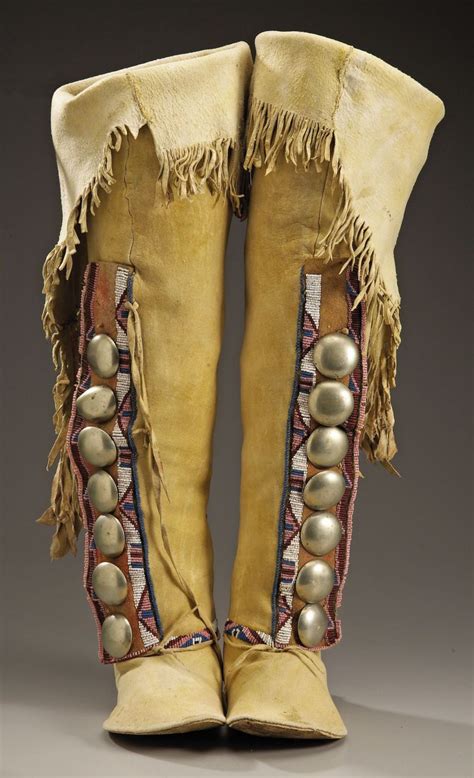 A Pair Of Kiowa Womans Beaded Hide Boot Moccasins C Lot 74213 Heritage Auction Native