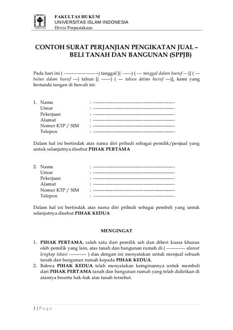 Jalan gatot subroto no.34, tangerang barat. Contoh surat-perjanjian-pengikat-jual-beli-tanah-dan ...