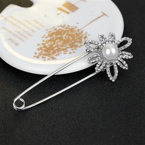 Hijab Pins Silver Safety Pin Brooch Jewelry Fashion Luxury Rhinestone
