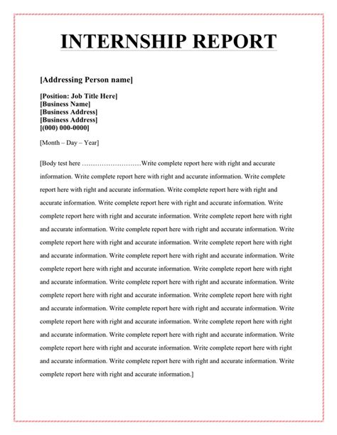 Internship Report Download Free Documents For Pdf Word And Excel