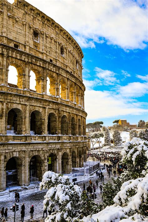 Snow In Rome Colosseum Rome Europe Travel Colosseum