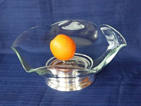 Glass Crystal Bowl With Silver Plate Base Etsy