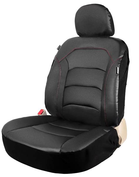 Leader Accessories Universal One Black Leather Bucket Seat Cover For