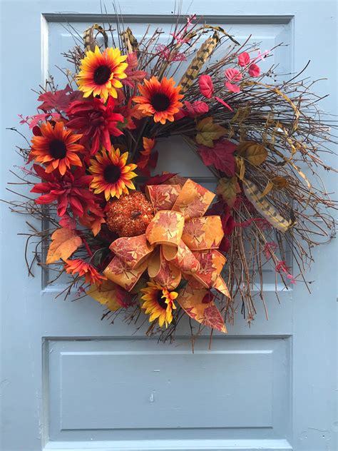 Beautiful Fall Wreath For Your Front Door Or Wall Hanging Autumn