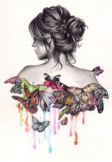 Woman With A Messy Bun Colourful Butterflies Fun And Easy Things To