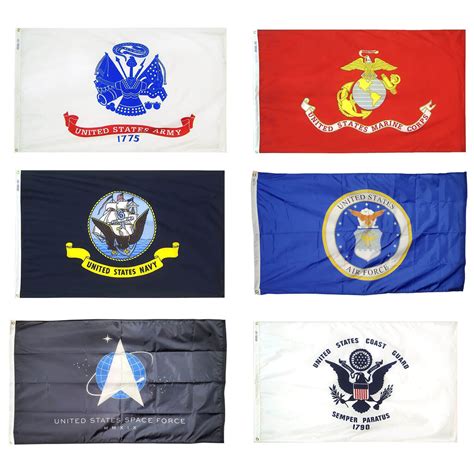 3x5 Military 6 Branches Armed Forces Double Sided Nylon Flag Set Flags