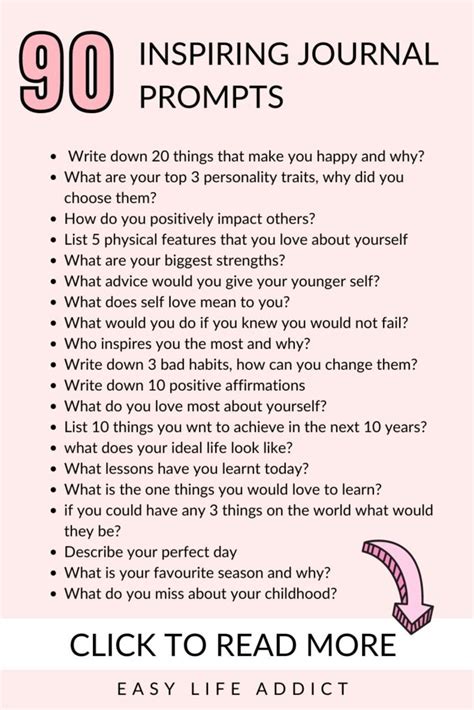 90 Inspiring Journal Prompts For Self Discovery Easy Life Addict