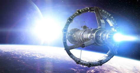 Wallpaper Ship Planet Vehicle Earth Astronaut Space Station Art