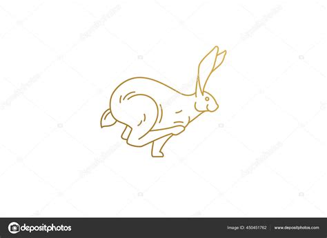 Running Rabbit Silhouette Minimal Linear Vector Illustration Stock