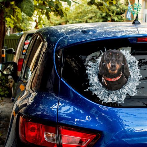 Dachshunds Dog Car Decal And Broken Car Window Sticker Dog Window