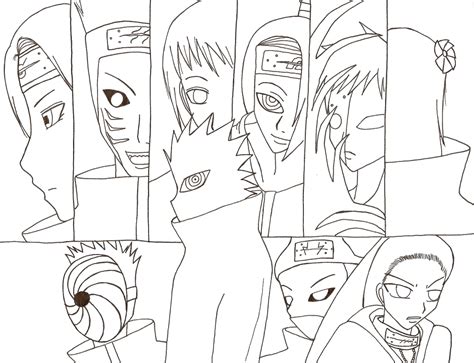 Naruto Akatsuki Coloring Pages Sketch Coloring Page