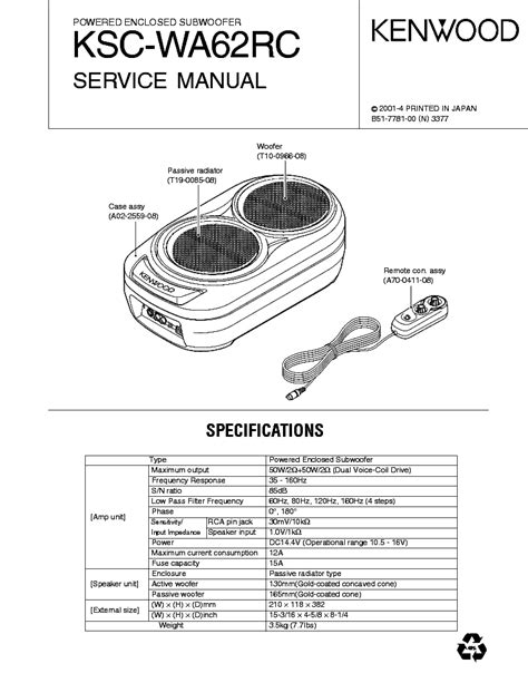 With siriusxm's compact sxv300v1 tuner, you can liven up your daily drive with your favorite satellite radio programming. KENWOOD KSC-WA62RC Service Manual download, schematics, eeprom, repair info for electronics experts