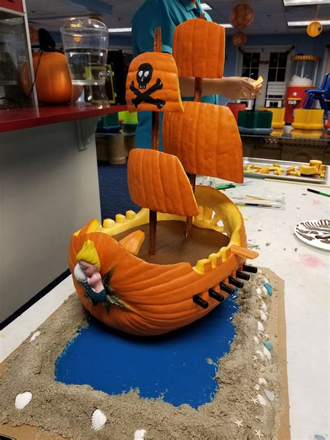 Jaiks Pumpkin Carving For Contest At Work Pirate Ship Pumpkin