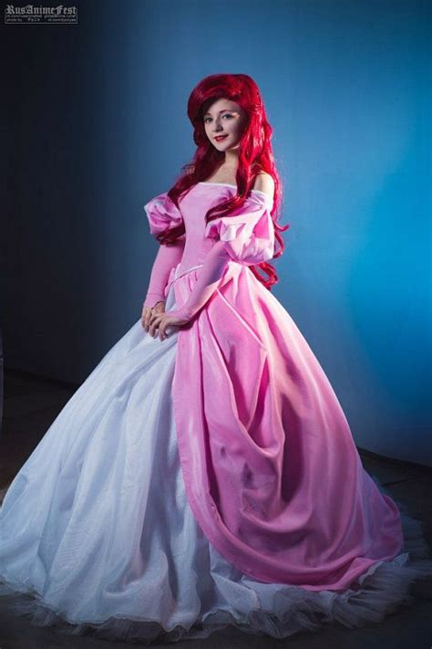The Little Mermaid Disney Princess Ariel Pink Dress Handmade Cosplay