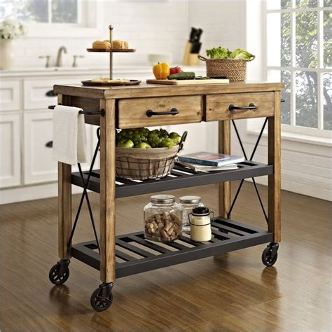 The relaxed lifestyle of french wine country comes to life in crosley's new roots rack. Crosley Roots 2 Drawer Kitchen Cart in Natural and Black ...