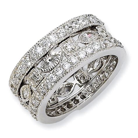 Sterling Silver Cz Eternity Three Ring Set Qcm Joy Jewelers