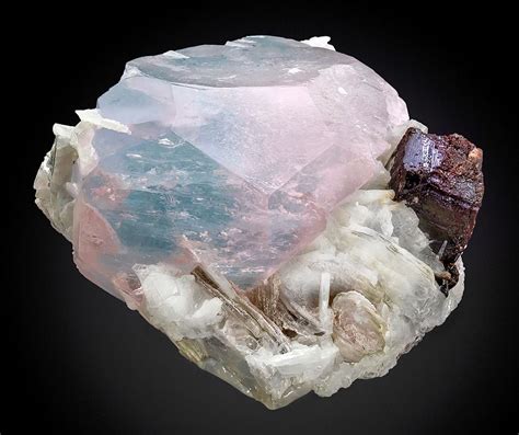 Aqua Morganite With Tantalite On Cleavelandite Laghman Province