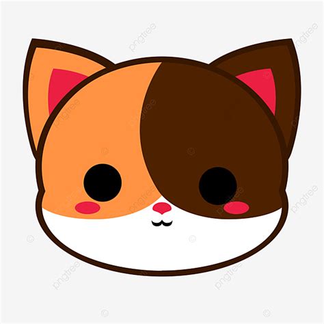 Cute Calico Cat Head Cat Chibi Cartoon Png Transparent