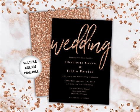 10 Black And Gold Wedding Invitations Templates Background