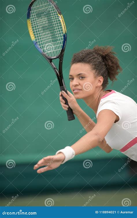 Beautiful Female Tennis Playe Stock Image Image Of Player Jump