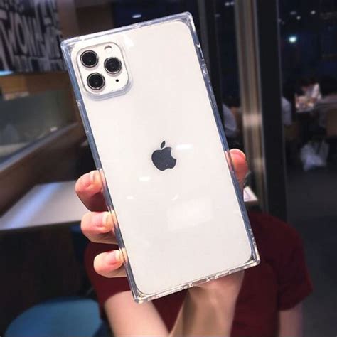 Iphone 11 White Clear Square Case Etsy