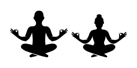 silueta de hombre y mujer meditación yoga posición vector logotipo