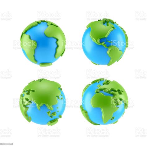 Planet Earth Cartoon 3d Icons Stock Photo Download Image Now Planet