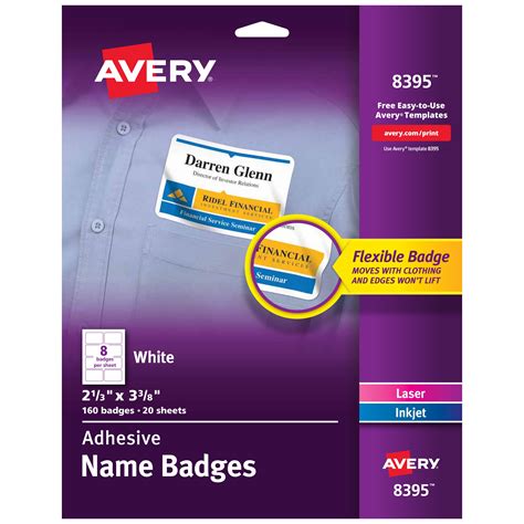 Avery Flexible Printable Name Tags 2 13 X 3 38 Rectangle Labels