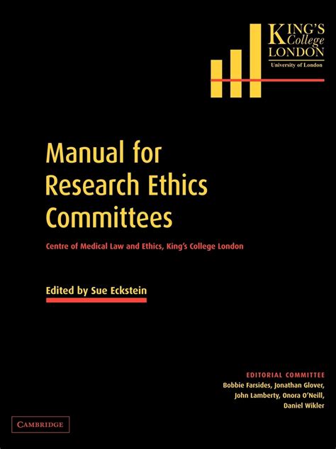 Manual For Research Ethics Committees Centre Of Medical Law And Ethics