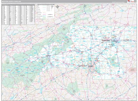North Carolina Western Wall Map Premium Style By Marketmaps Mapsales