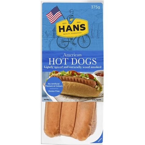 201 Calories In Hans Hot Dogs American 100g Calcount