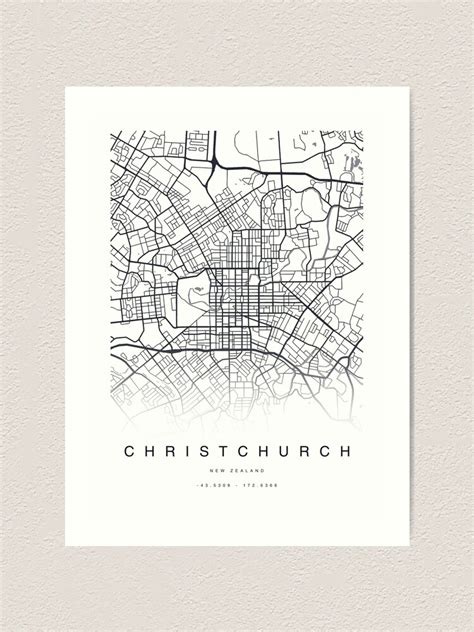 Christchurch New Zealand Map Poster Art Print For Sale By