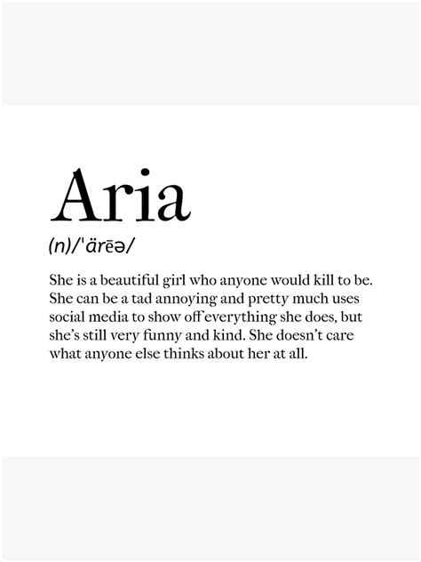 Aria Definition Poster For Sale By Tastifydesigns Redbubble