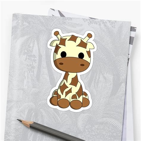 Cute Baby Giraffe Cartoon Sticker By Pixxart Redbubble