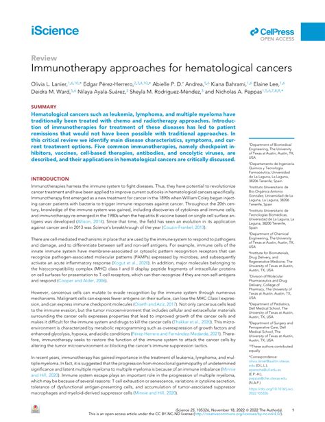 Pdf Immunotherapy Approaches For Hematological Cancers