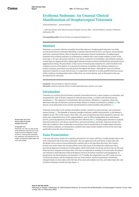 Pdf Erythema Nodosum An Unusual Clinical Manifestation Of