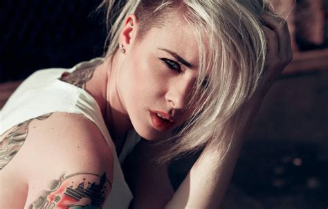 Wallpaper Girl Model Tattoo Blonde Back Alysha Nett Images For