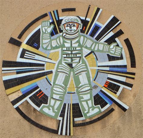 (by way of comparison, yuri gagarin, the first man in space, orbited the earth once; This mosaic mural depicting Soviet cosmonaut Valentina ...