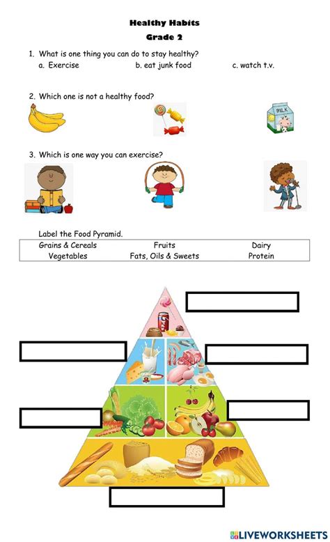 Healthy Habits Exercise For 2 Food Pyramid Teach English To Kids